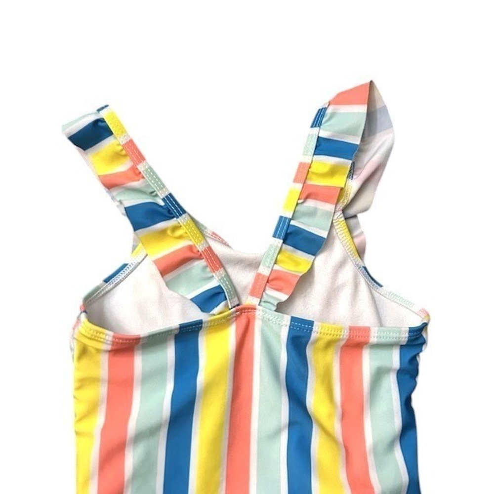 Girls 4T Striped Ruffle One Piece Swimsuit Bathing Suit Beach Pool Splash Summer - Picture 7 of 11